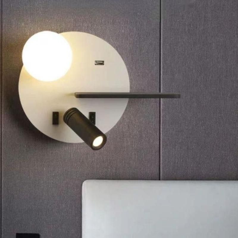 Contemporary Bedroom LED Reading Wall Light with USB Charging