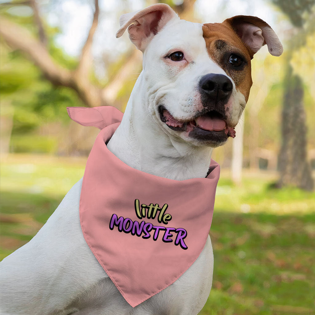 Little Monster Pet Bandana - Unique Dog Bandana - Word Print Pet Scarf