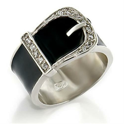 32625 - High-Polished 925 Sterling Silver Ring with Top Grade Crystal