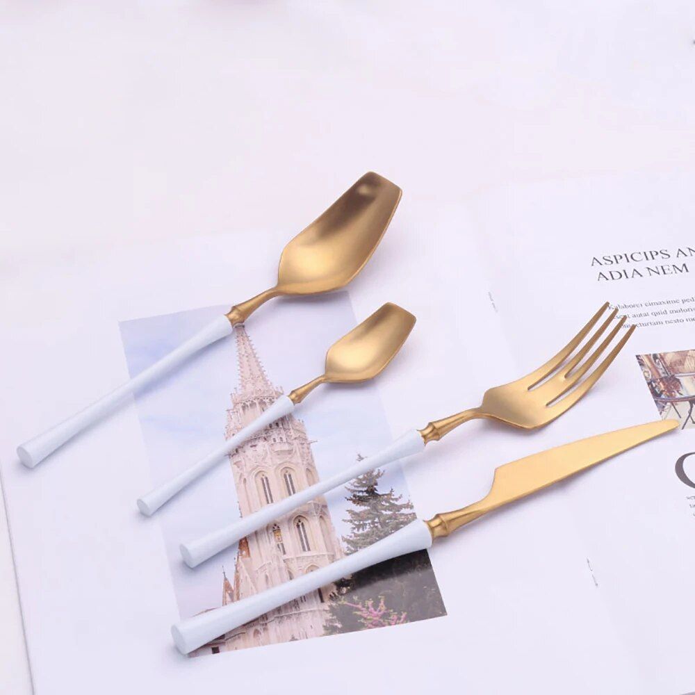 Elegant 24-Piece Gold Stainless Steel Cutlery Set