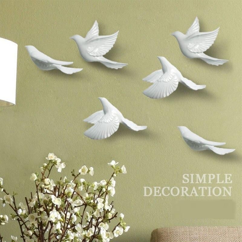 Modern Ceramic Pigeon Wall Art: Trio Set for Living Room and Bedroom Decor