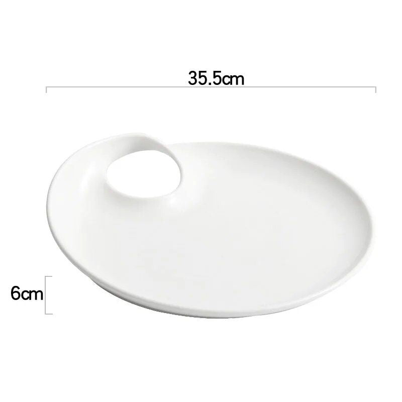 Elegant White Ceramic Round Plate