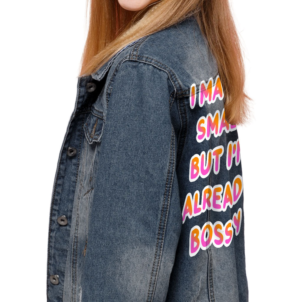 Bossy Kids' Denim Jacket - Printed Jean Jacket - Cool Design Denim Jacket for Kids