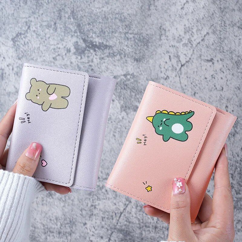 Korean Cartoon-Inspired Compact PU Leather Wallet