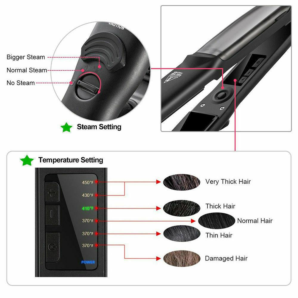 6 Adjustable Modes Hair Straightener Fast Warm-up Ceramic Heating