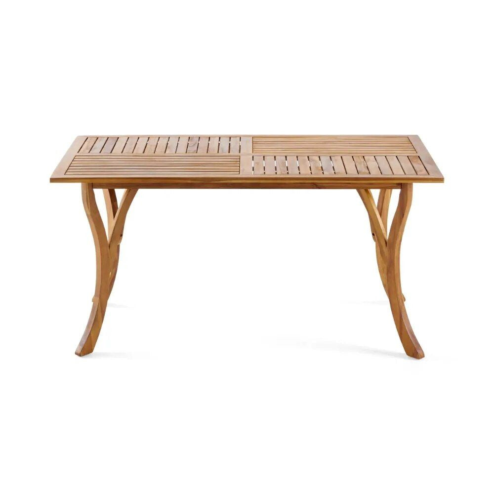 Elegant Teak Finish Acacia Wood Outdoor Dining Table