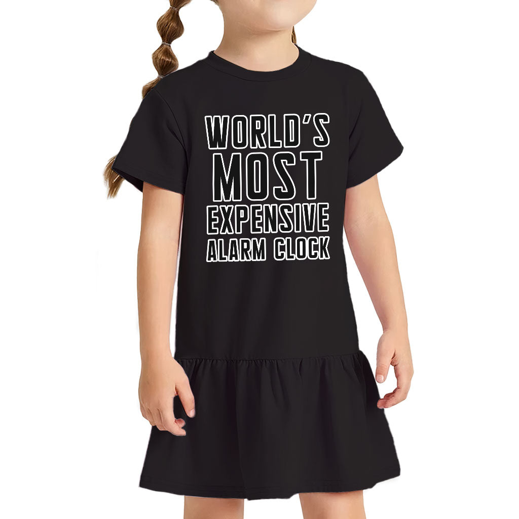 Expensive Alarm Clock Toddler Rib Dress - Best Design Girls' Dress - Trendy Toddler Dress