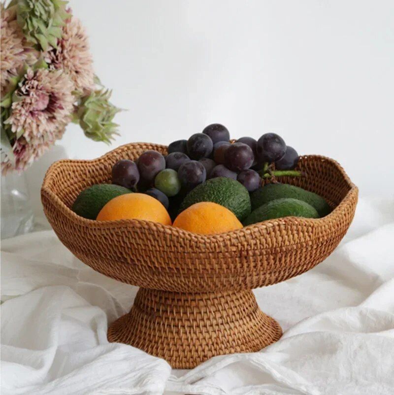 Creative Rattan Fruit Baskets - Natural Woven Storage Bowls