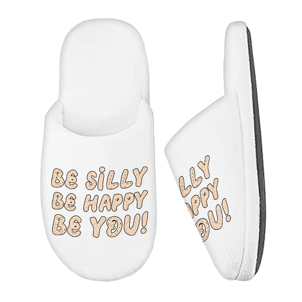 Be Happy Memory Foam Slippers - Be You Slippers - Cool Trendy Slippers