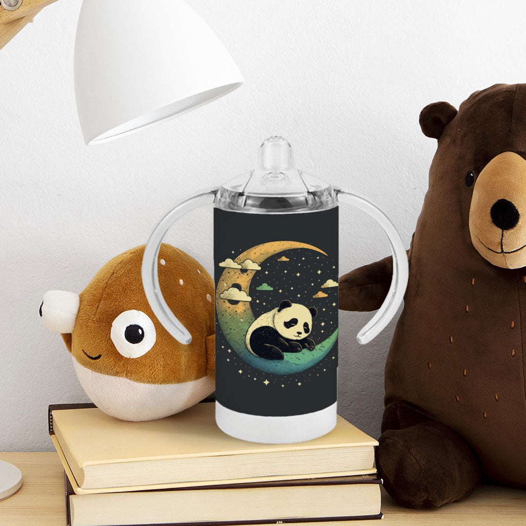 Cute Panda Sippy Cup - Moon Print Baby Sippy Cup - Illustration Sippy Cup