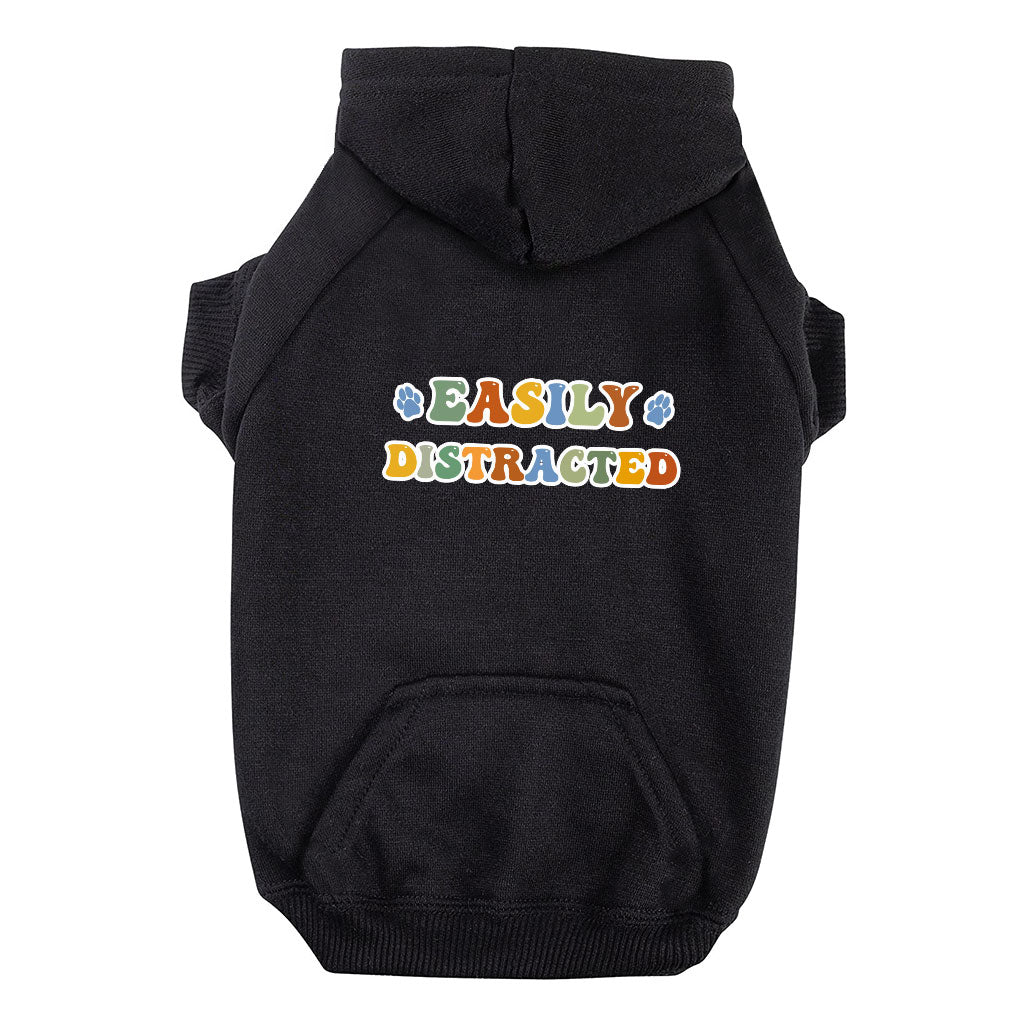 Easily Distracted Dog Hoodie with Pocket - Themed Dog Coat - Colorful Dog Clothing