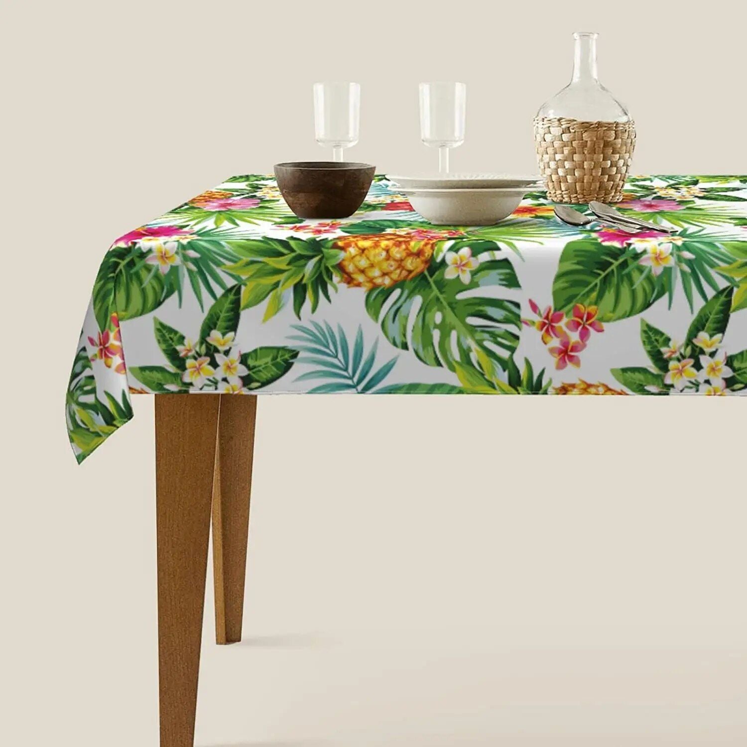 Waterproof Tropical Leaf Design Tablecloth