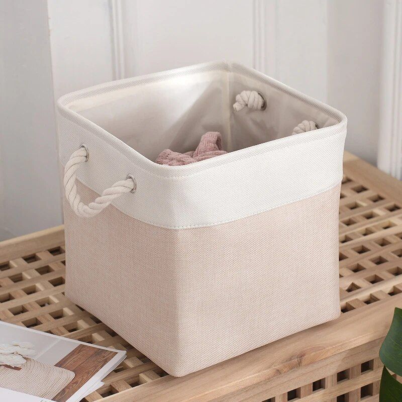 Versatile Large Linen Fabric Storage Basket: Space-Saving, Stylish, and Durable