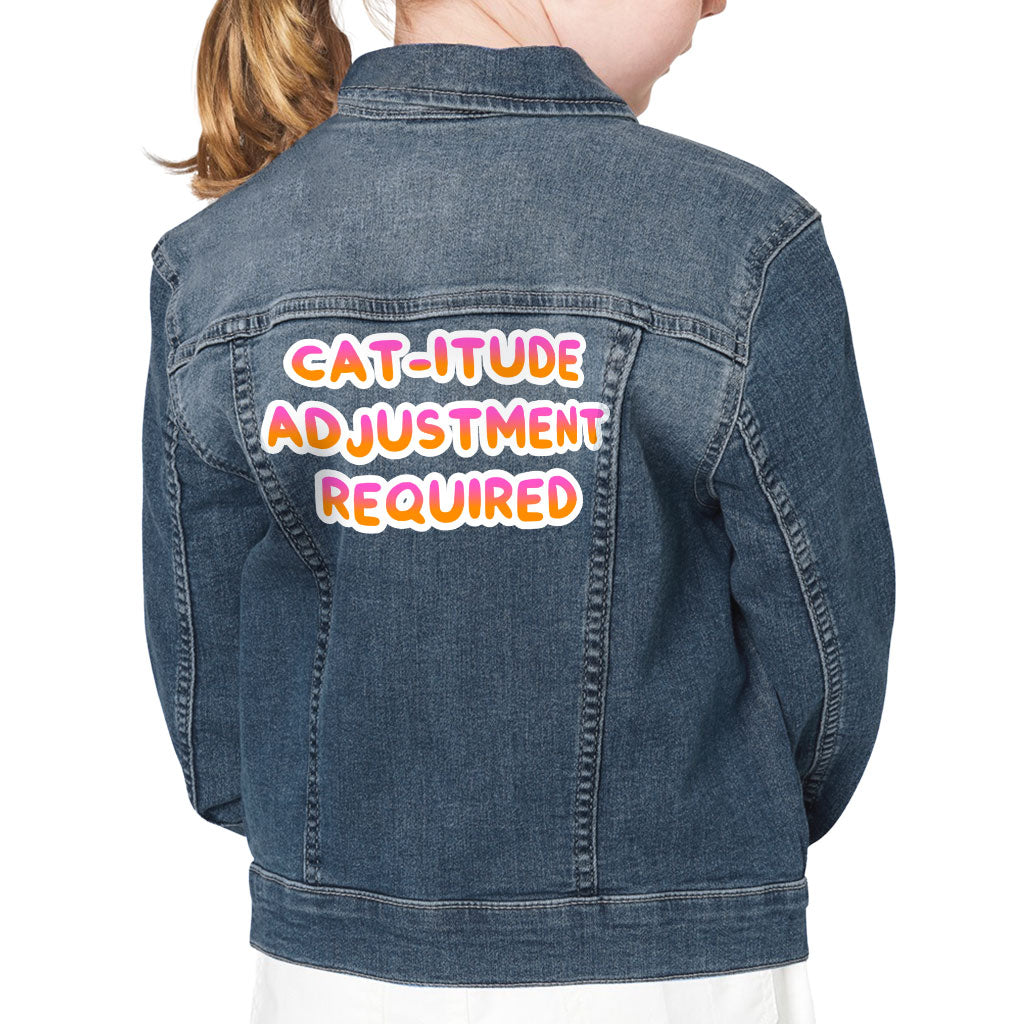 Cat Themed Kids' Denim Jacket - Funny Design Jean Jacket - Best Print Denim Jacket for Kids