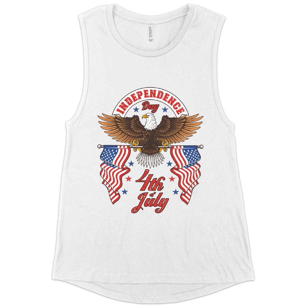 Women's Muscle Independence Day 4th of July Tank - Independence Day Tanks - Patriotic USA Tank