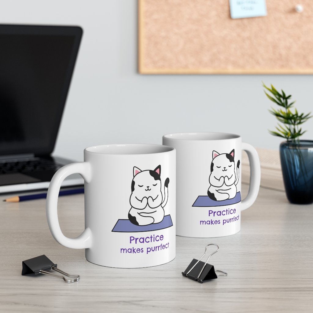 Yoga Theme - Practice Makes Purrfect Mug