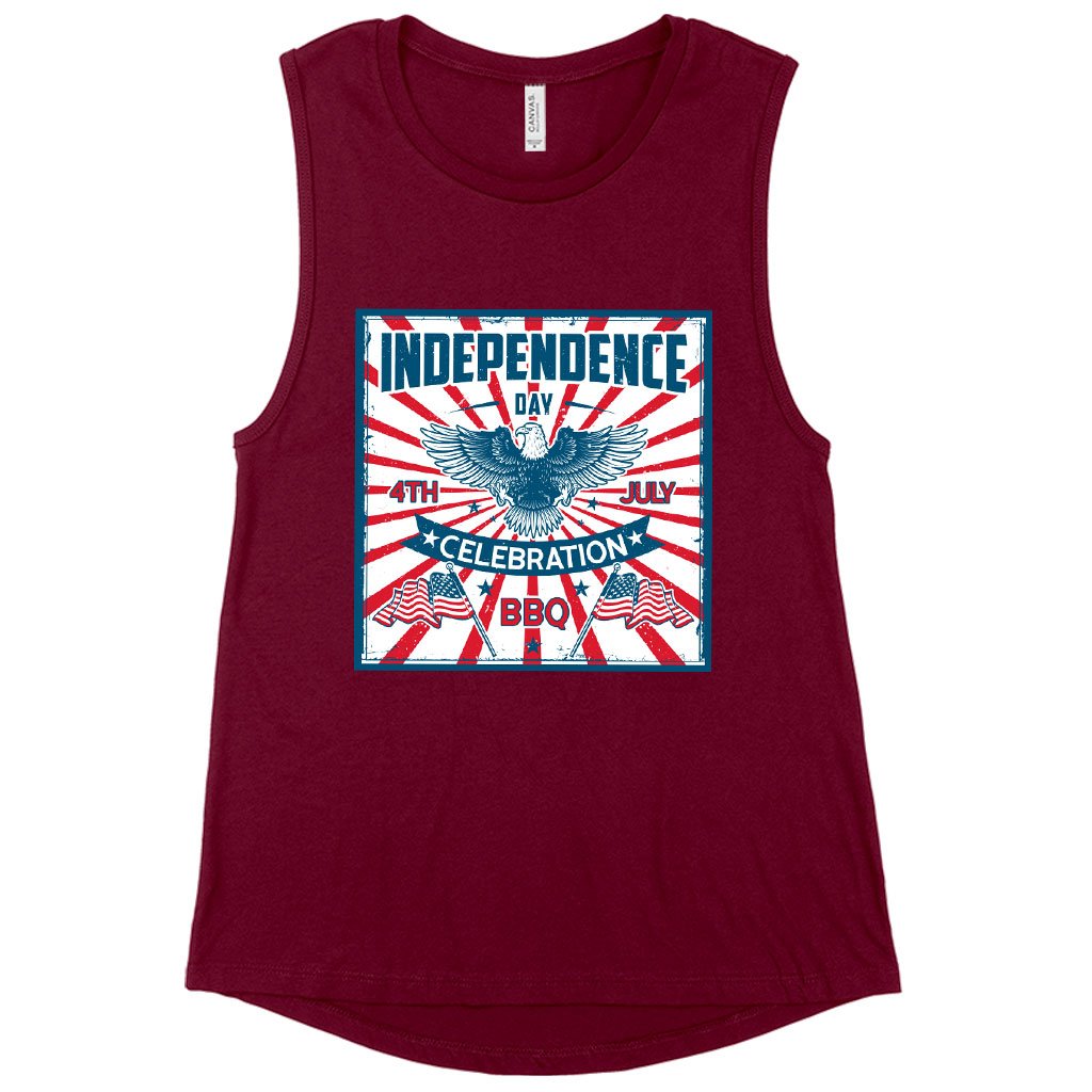 Women's Muscle Independence Day Celebration Tank - Vintage Independence Day Tank - Patriotic Tank