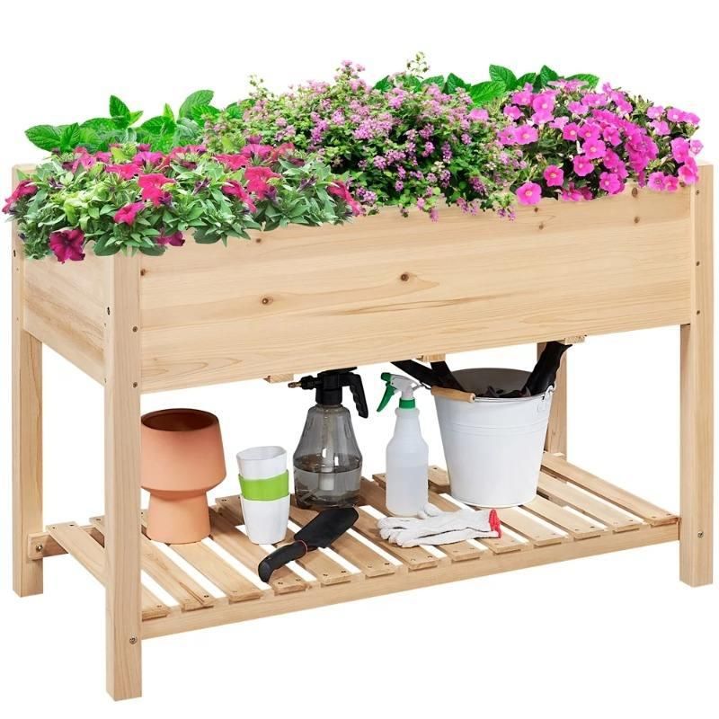 Elevated 2-Tier Wooden Garden Bed Planter - Ideal for Vegetables, Flowers, and Herbs