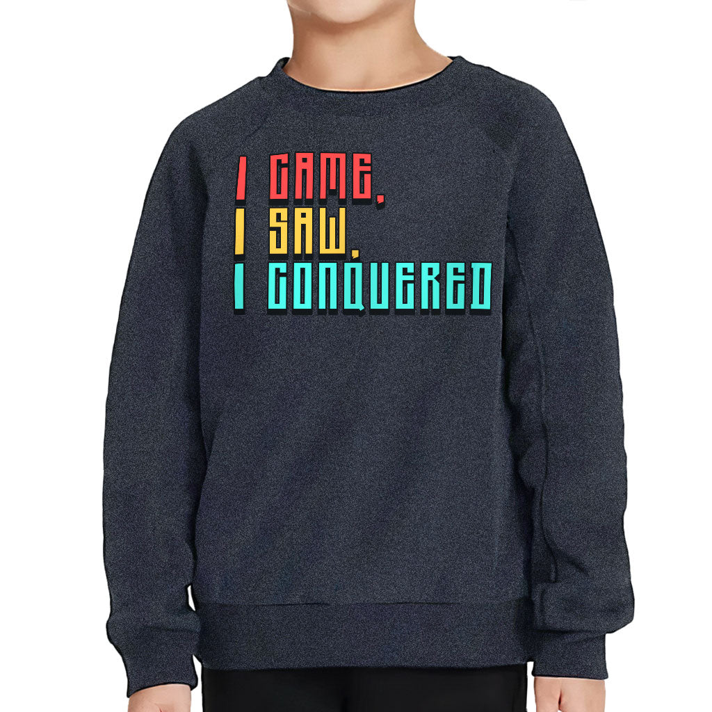 I Came I Saw I Conquered Toddler Raglan Sweatshirt - Cool Sponge Fleece Sweatshirt - Best Selling Kids' Sweatshirt