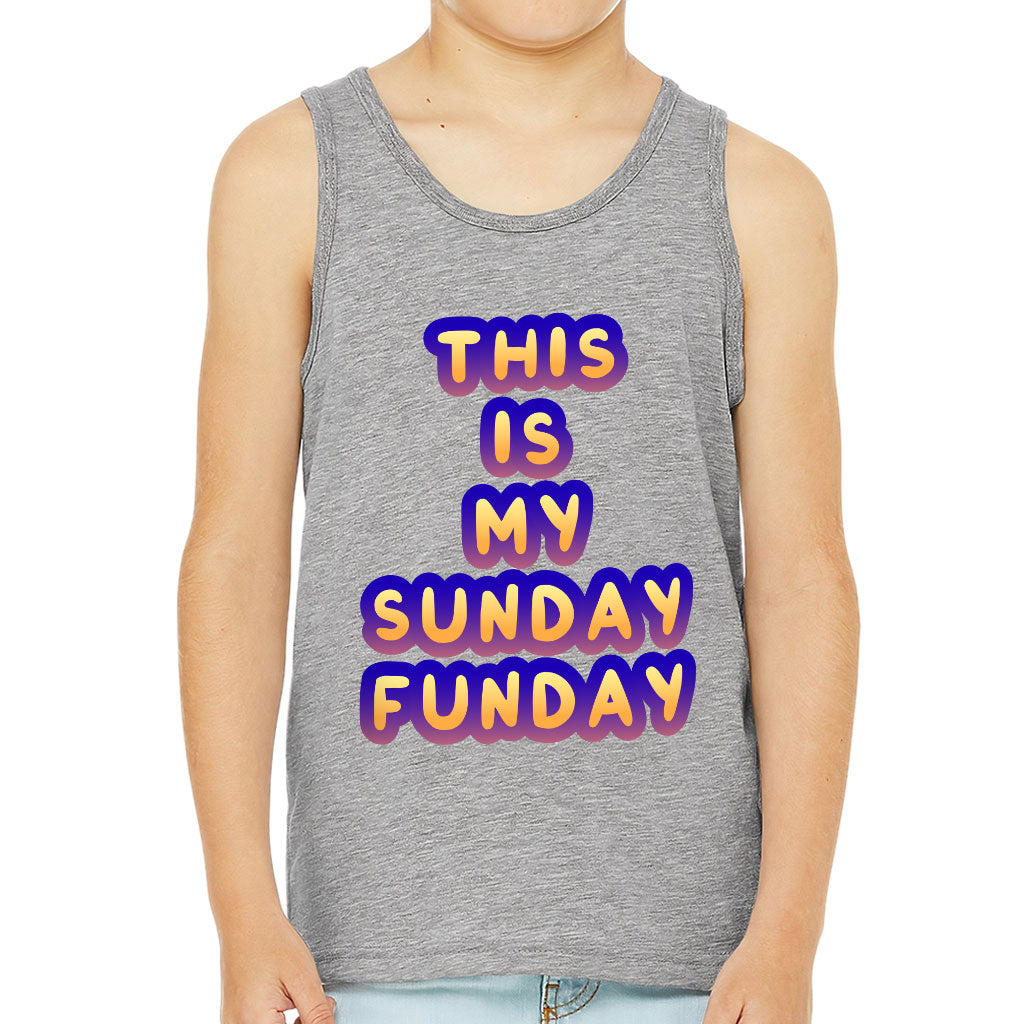 Sunday Funday Kids' Jersey Tank - Cute Design Sleeveless T-Shirt - Graphic Kids' Tank Top