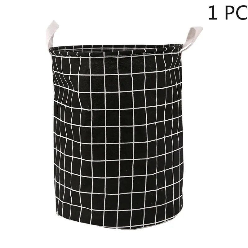 Stylish Checkered Cloth Laundry Basket