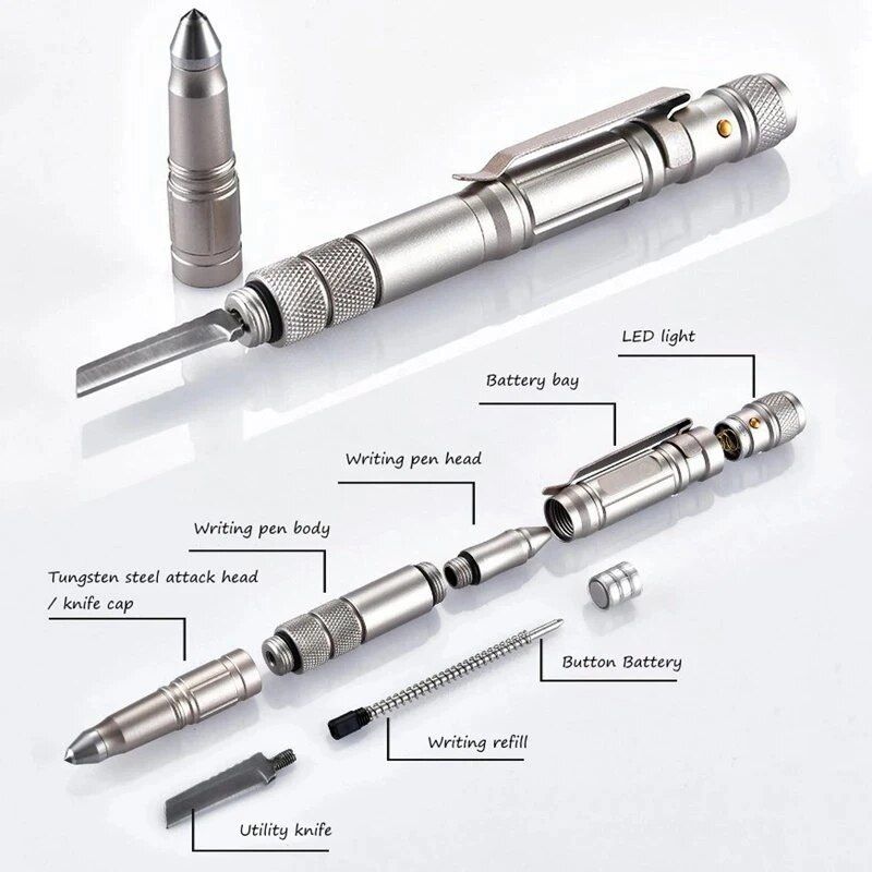 Multi-Function Tactical Pen: Self-Defense, Emergency Flashlight & Writing Tool