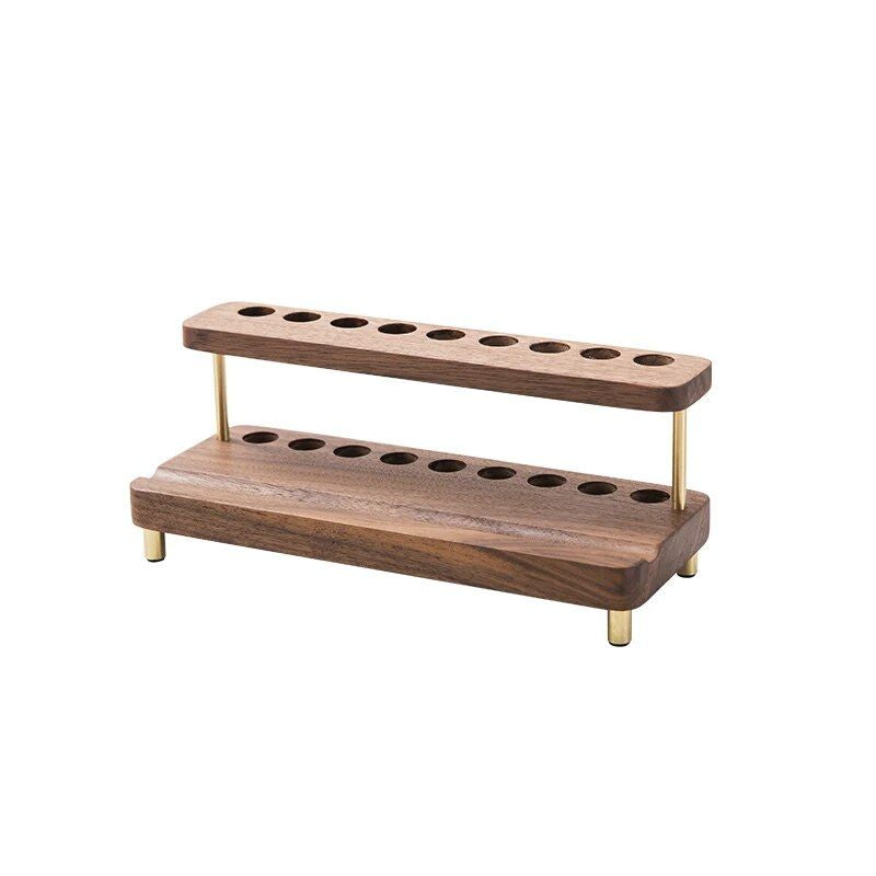 Elegant Black Walnut Wood Desk Organizer for Phones, Tablets, and Stationery