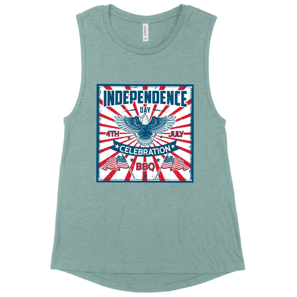 Women's Muscle Independence Day Celebration Tank - Vintage Independence Day Tank - Patriotic Tank