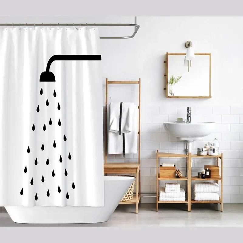 Modern Minimalist Waterproof Shower Curtain with Exclusive Artwork