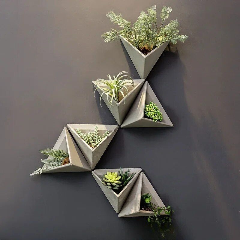 Modern Nordic Triangle Wall-Mounted Cement Flowerpot