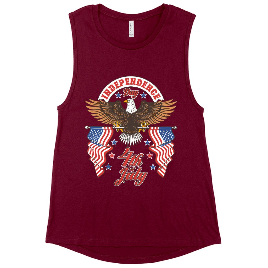 Women's Muscle Independence Day 4th of July Tank - Independence Day Tanks - Patriotic USA Tank