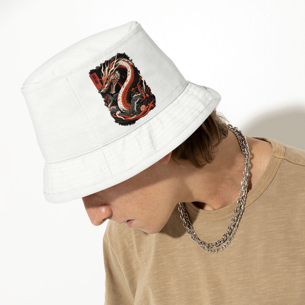 Chinese Dragon Bucket Hat - Illustration Hat - Cool Design Bucket Hat