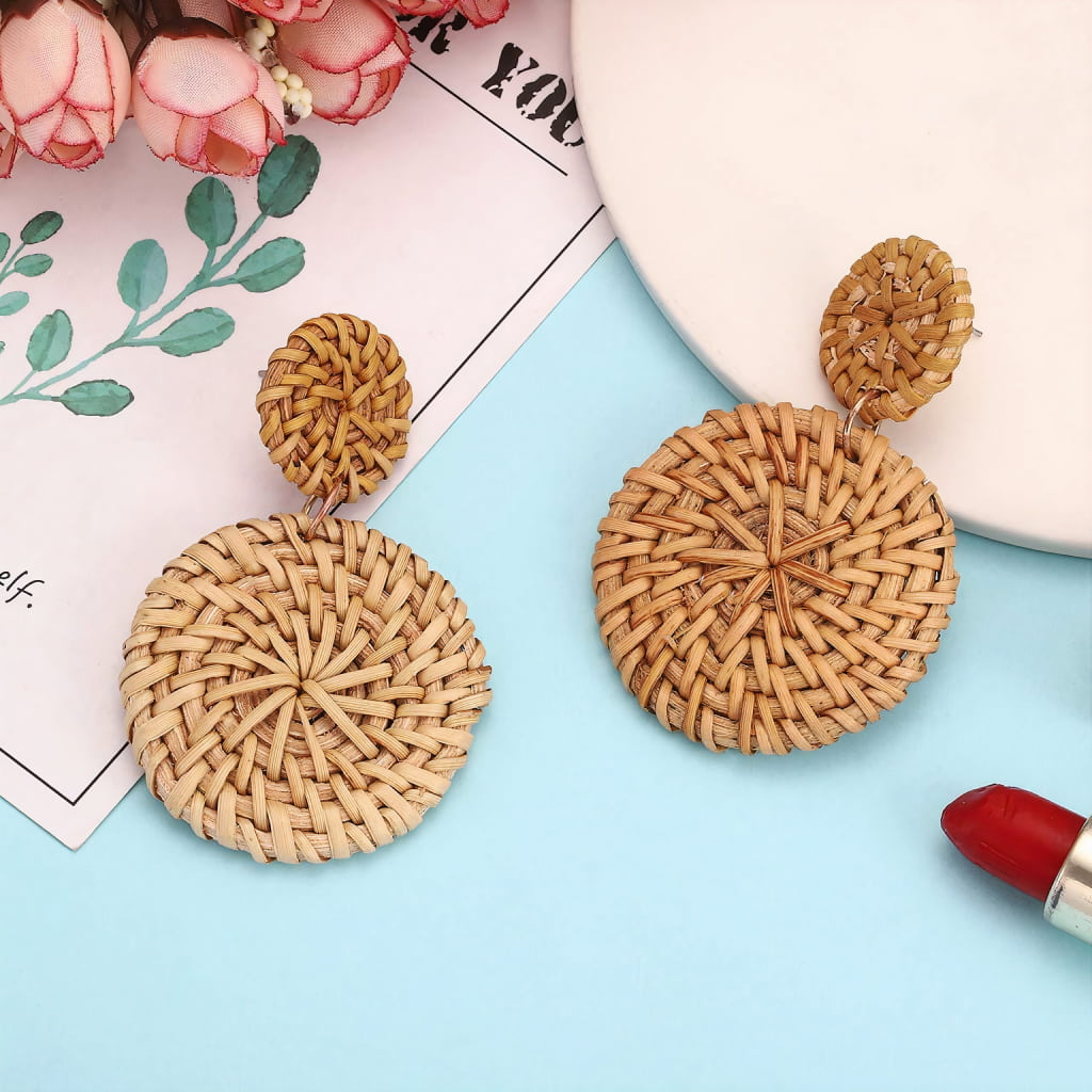 Round Rattan Earrings