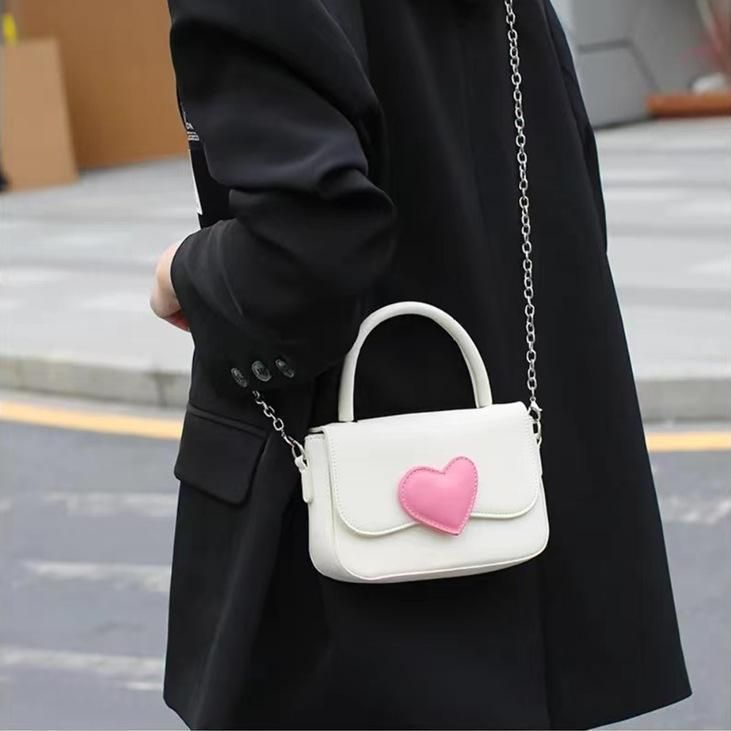 Chic Pink Heart Square Shoulder Bag