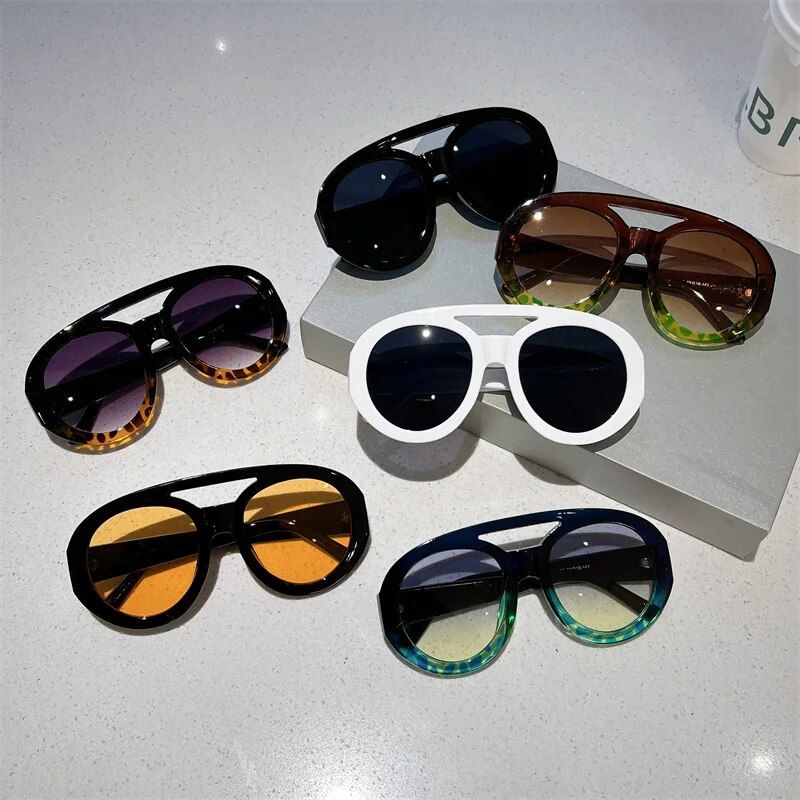 Trendy UV400 Gradient Goggle Sunglasses – Unisex Oversized Candy Color Shades