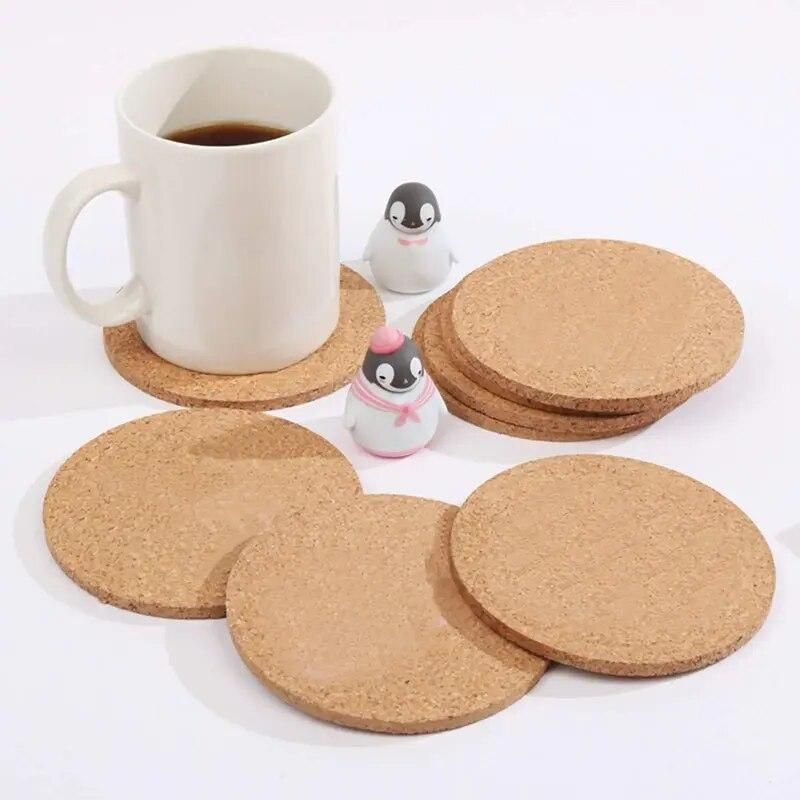 Eco-Friendly Cork Coasters - Heat Resistant, Non-Slip Round Pads for Drinks