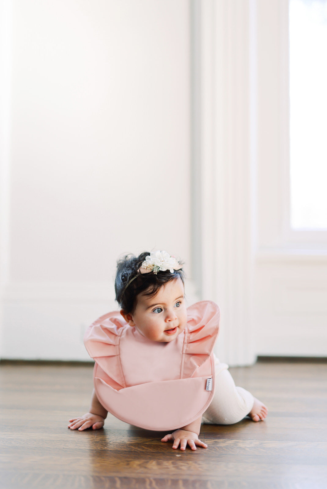 Pink Blush Ruffle Angel Bib