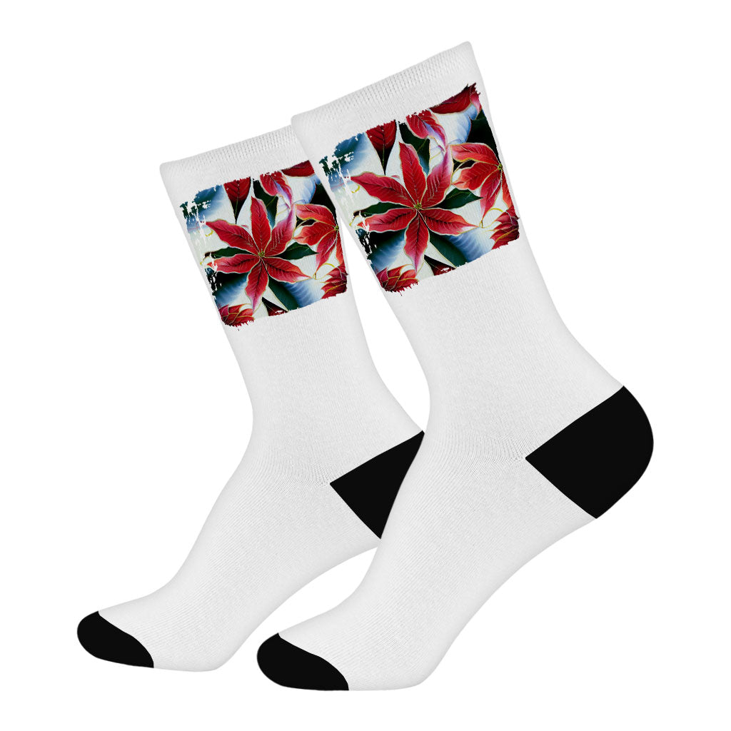 Flower Print Socks - Unique Novelty Socks - Art Crew Socks