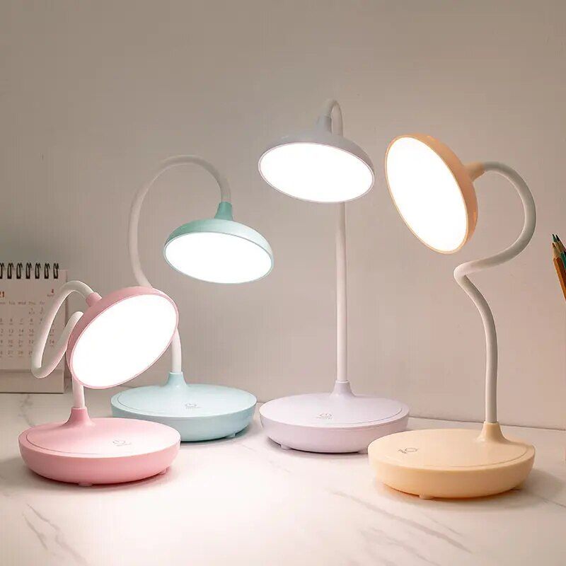 Adjustable LED Desk Lamp - Eye-Care Reading Light with Touch Control and Dimmable Features