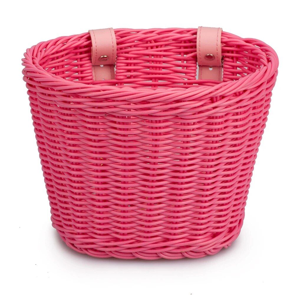 Handwoven PE Rattan Bicycle Basket