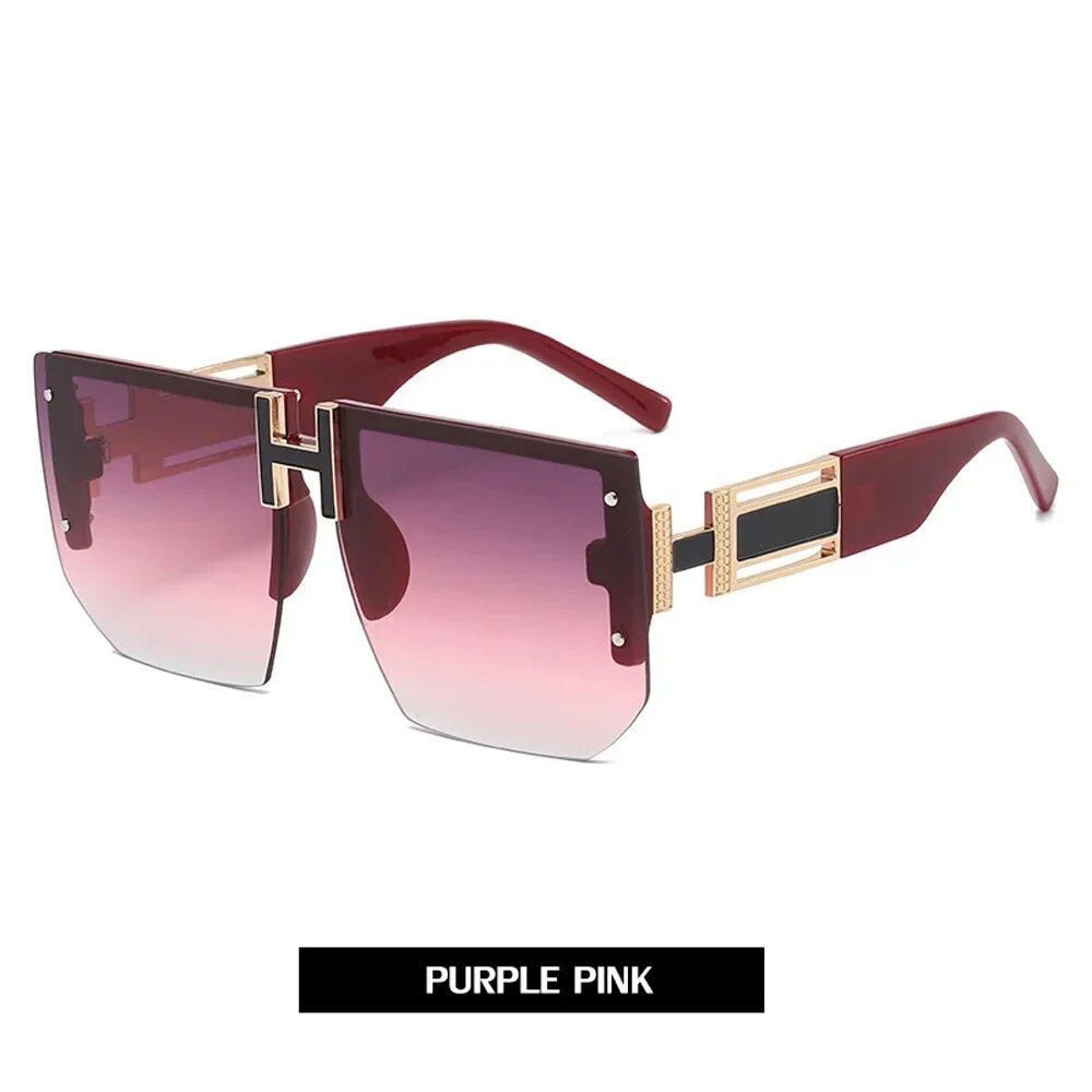 Trendsetting Rimless Square Sunglasses - Unisex, UV400 Protection, Fashion Eyewear