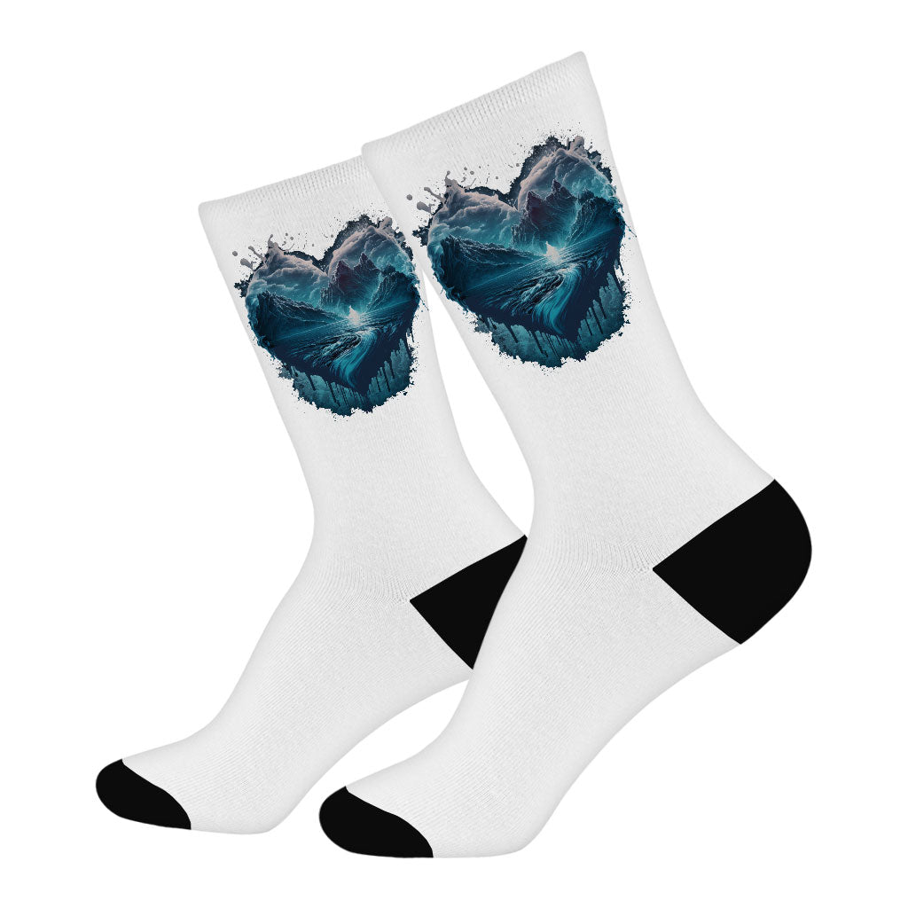 Ice Print Socks - Graphic Novelty Socks - Beautiful Crew Socks