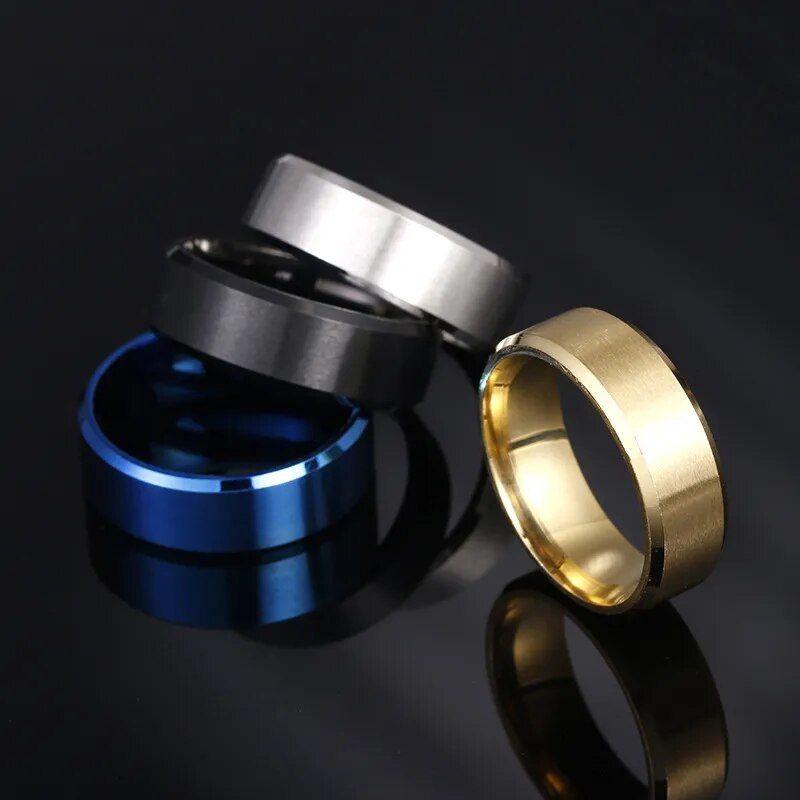 Stainless Steel Classic 8mm Brushed Ring – Unisex Fashion Band for All Occasions