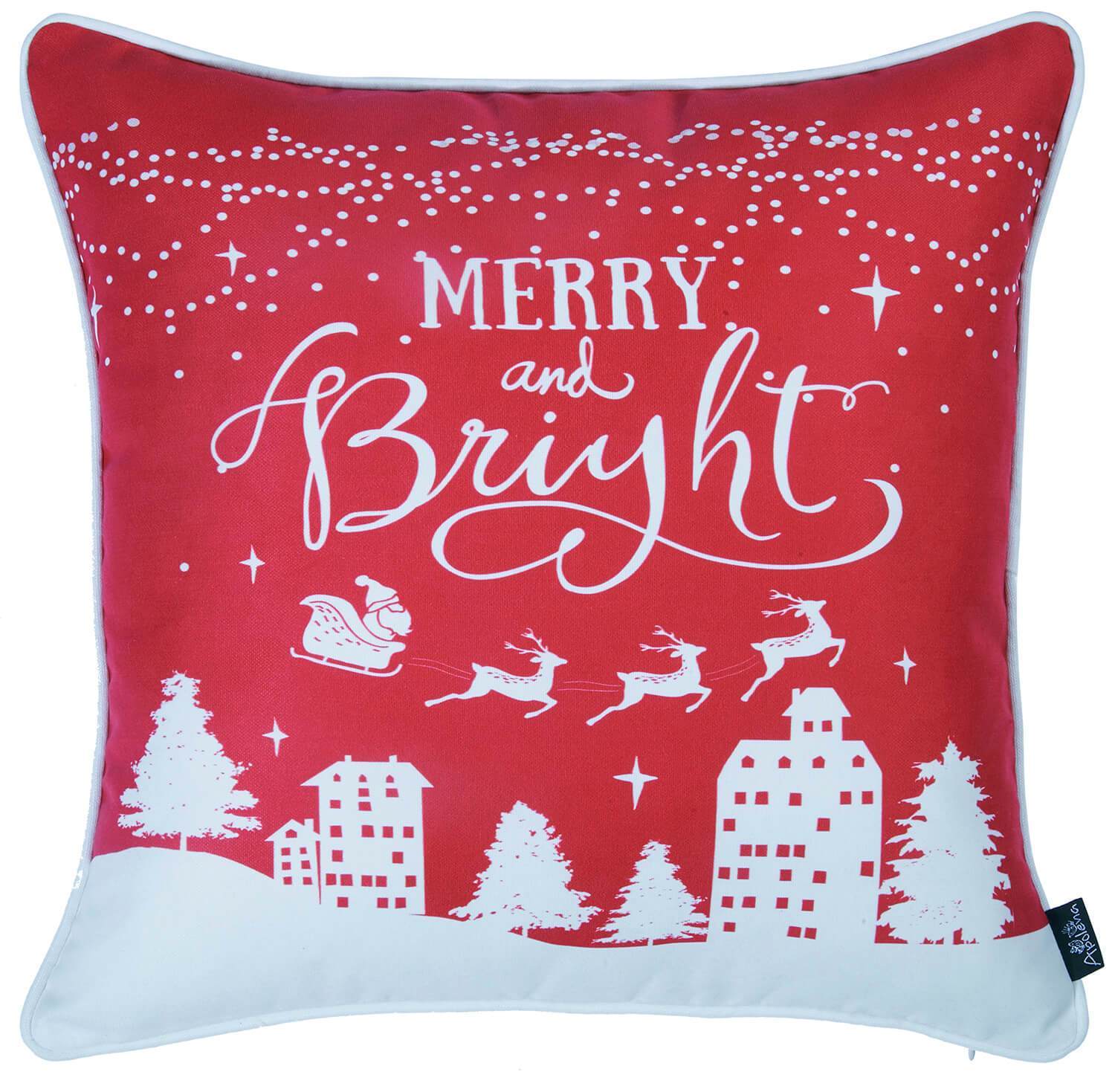 Set of 4 18" Merry Christmas Throw Pillow Cover in Multicolor