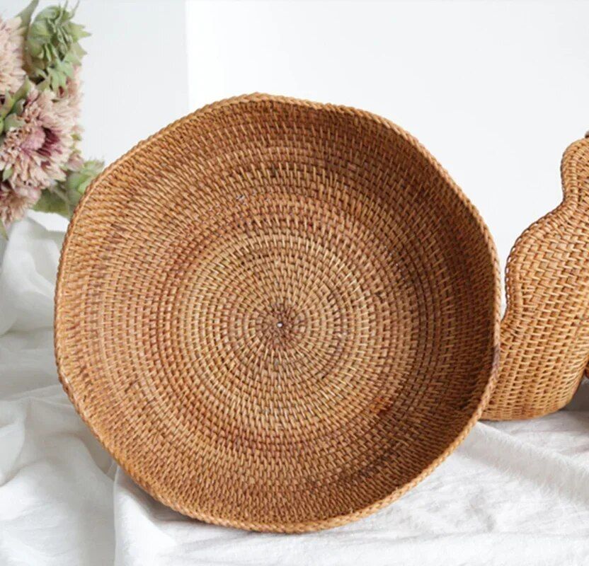 Creative Rattan Fruit Baskets - Natural Woven Storage Bowls