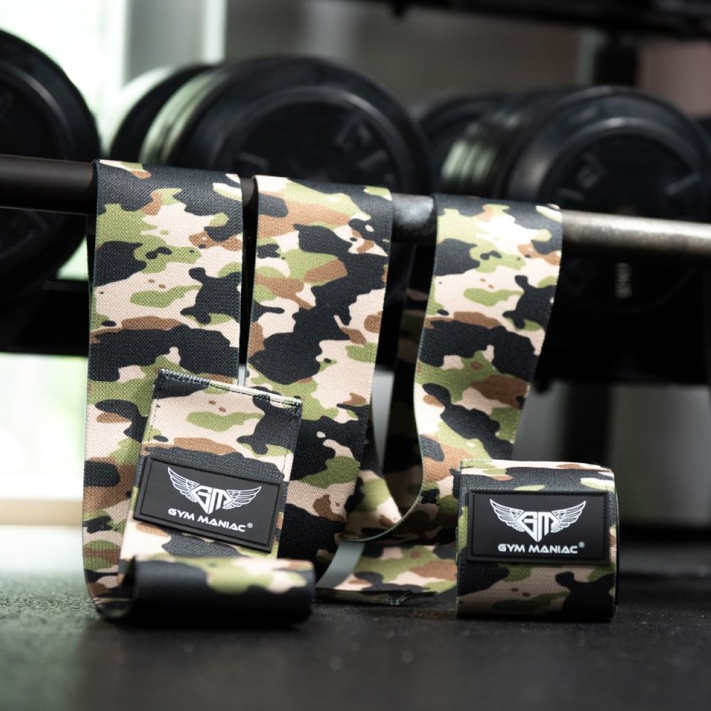 Gym Maniac Brown Camo GM Support Compression Knee Wraps