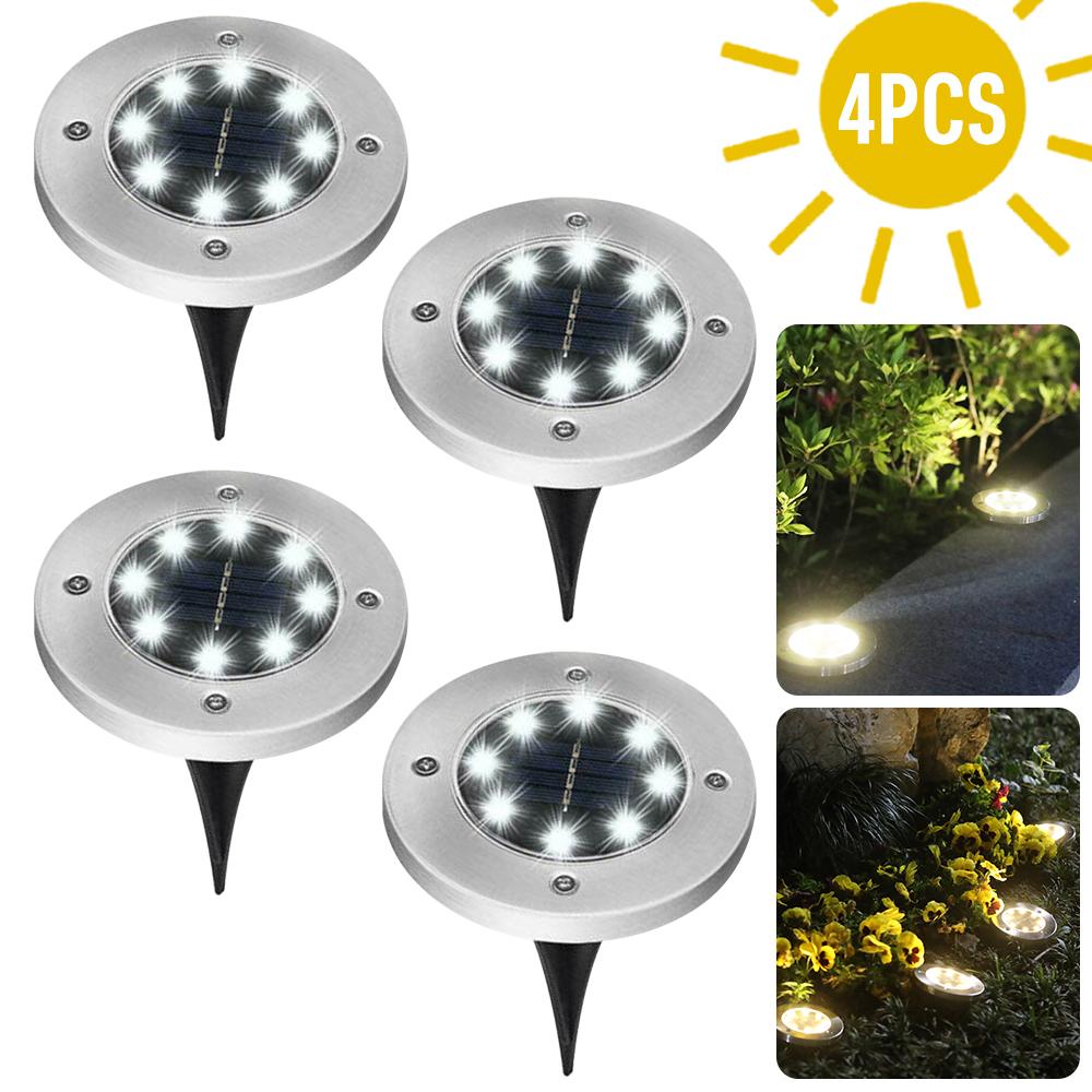 4 LEDs Solar Powered Buried Light Outdoor Pathway Garden Decking Lamps | Pink Iolaus