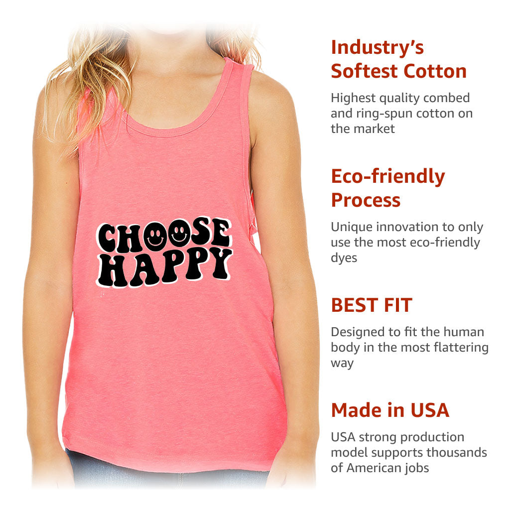 Choose Happy Kids' Jersey Tank - Trendy Sleeveless T-Shirt - Printed Kids' Tank Top