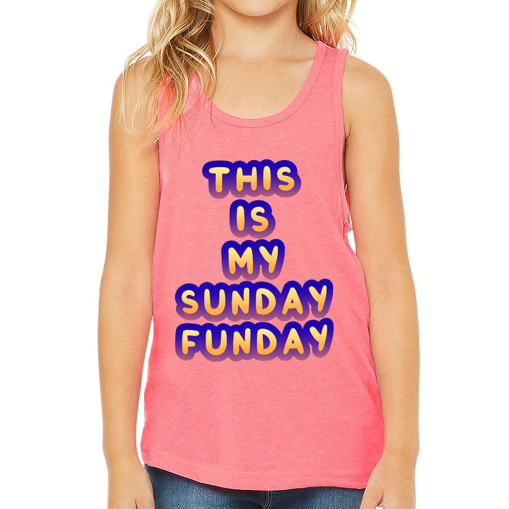 Sunday Funday Kids' Jersey Tank - Cute Design Sleeveless T-Shirt - Graphic Kids' Tank Top