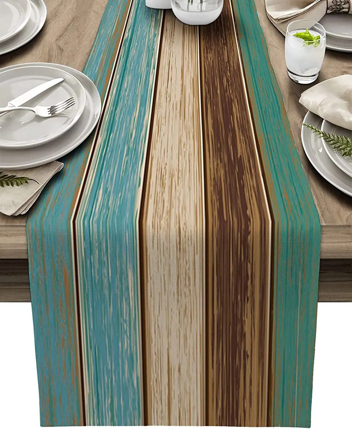 Customizable Turquoise Linen Table Runner